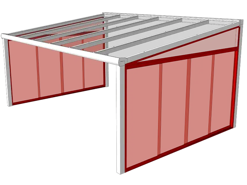 Tuinkamer met overkapping en glazen zijkanten