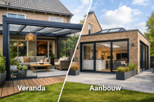 het verschil tussen een veranda en aanbouw
